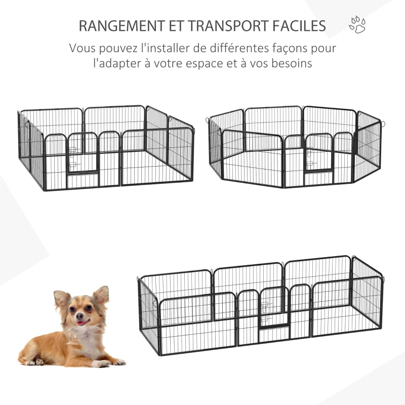 Pawhut - Barrière de sécurité parc enclos chien modulable pliable